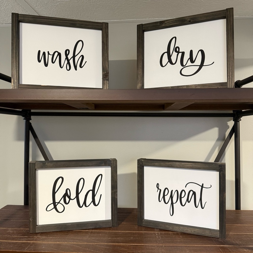 Farmhouse Laundry Wooden Decor Wash Dry Fold Repeat